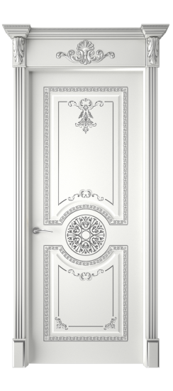 Версаль ДГ | Белая эмаль патина серебро