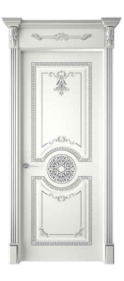 Версаль ДГ | Белая эмаль патина серебро