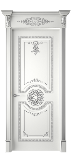 Версаль ДГ | Белая эмаль патина серебро