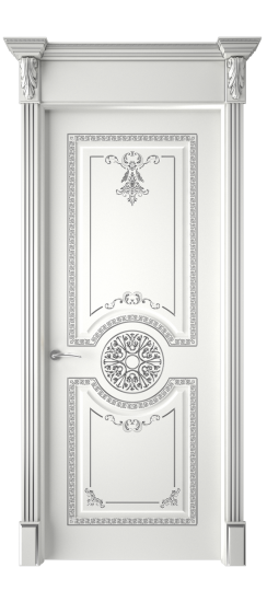 Версаль ДГ | Белая эмаль патина серебро