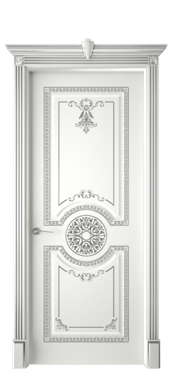 Версаль ДГ | Белая эмаль патина серебро