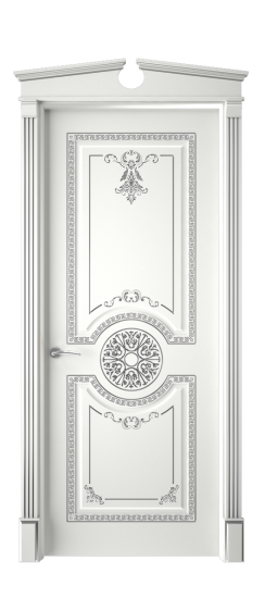 Версаль ДГ | Белая эмаль патина серебро