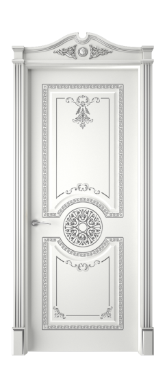 Версаль ДГ | Белая эмаль патина серебро