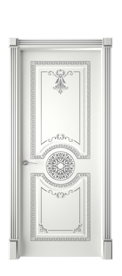 Версаль ДГ | Белая эмаль патина серебро