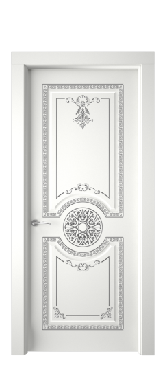 Версаль ДГ | Белая эмаль патина серебро