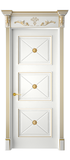 Плаза ДГ | Белая эмаль патина золото