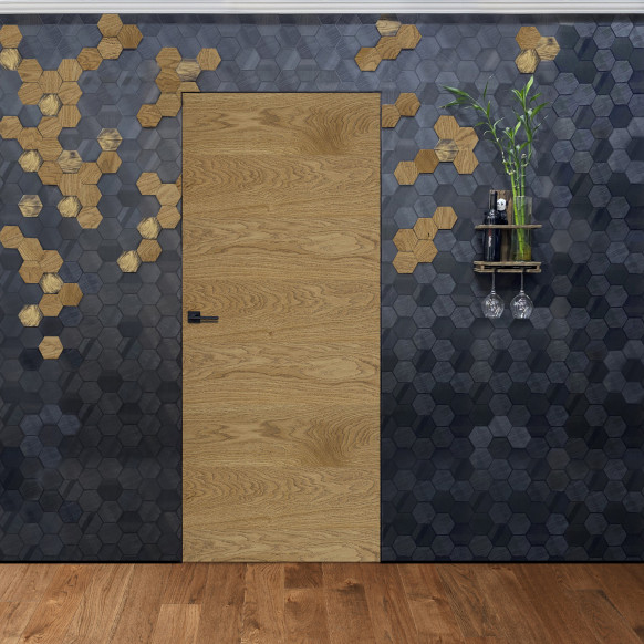 Скрытая дверь. Внешнее открывание. Алюминиевая кромка, шпон