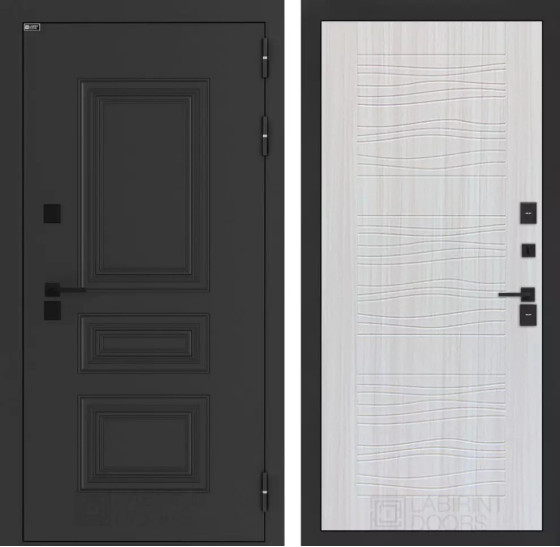 Входная дверь Аляска Лайт 06 - Сандал белый | Металлическая отделка методом давления на полотне