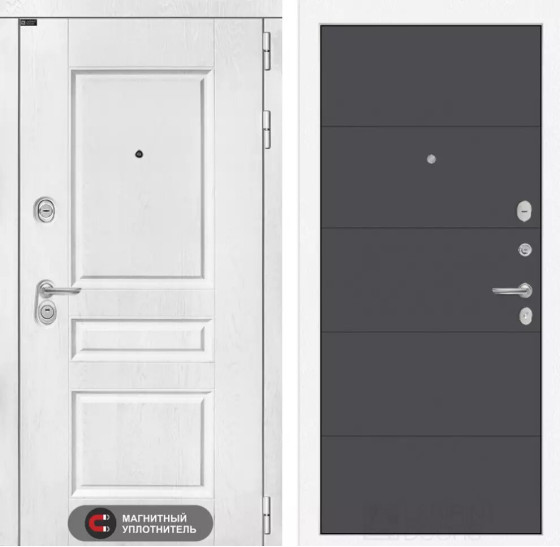 Входная дверь VERSAL 13 - Графит софт | Классическая MDF панель 16 мм с наличником, цвет 