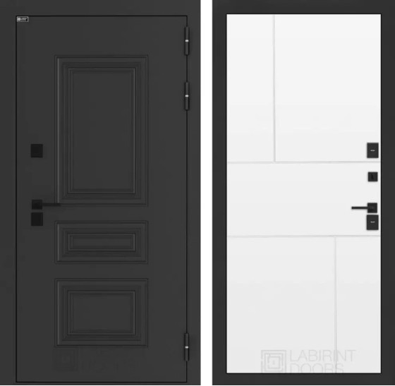 Входная дверь Аляска Лайт 21 - Белый софт | Металлическая отделка методом давления на полотне