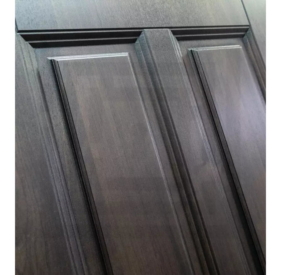 Входная дверь Лондон 01 - Беленый дуб, стекло черное | Влагостойкая MDF панель 16 мм с наличниками, цвет Винорит 