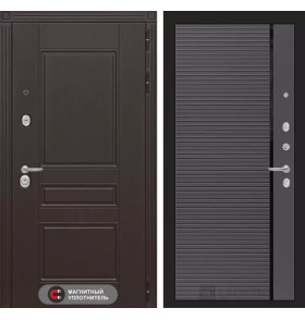 Входная дверь Мегаполис 22 - Графит софт, черная вставка