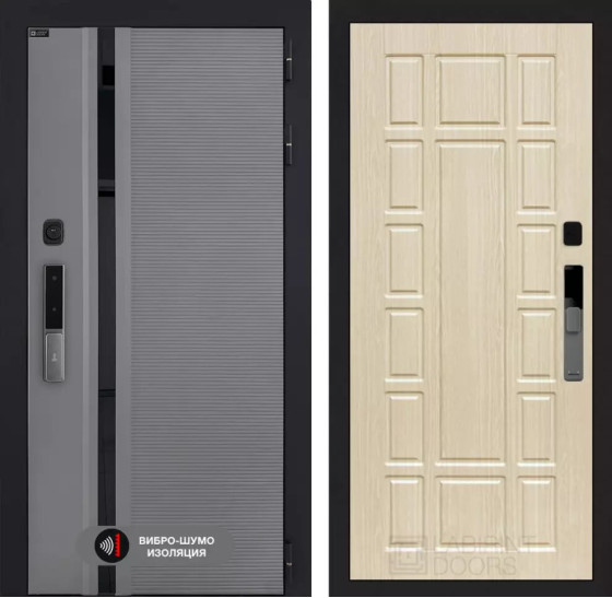 Входная дверь Пиано Смарт 2.0 панель 12 - Беленый дуб | Фрезерованная МДФ панель 10 мм, цвет 