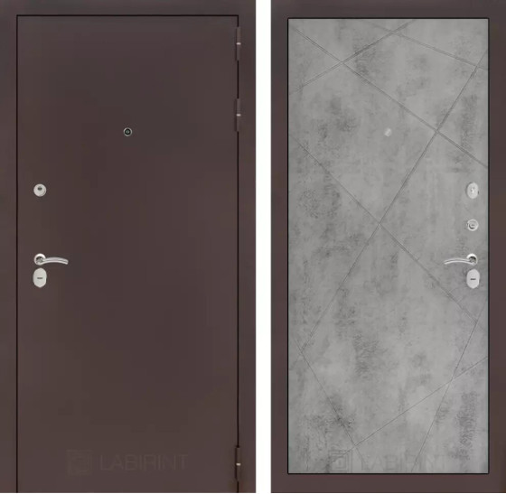Входная дверь CLASSIC антик медный 24 - Бетон светлый | Металл с практичным покрытием 