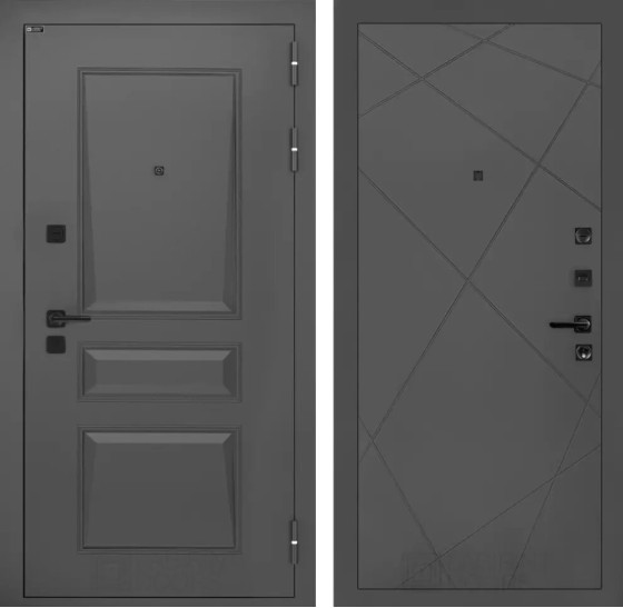 Входная дверь Орлеан 24 - Графит софт | Металлическая отделка методом давления на полотне