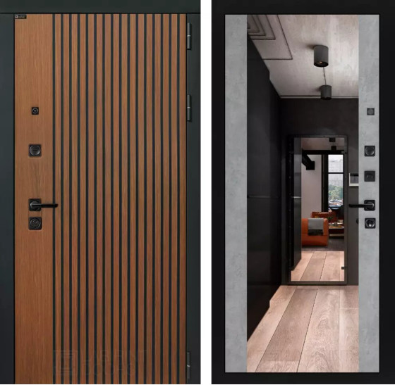 Входная дверь STORM с Зеркалом Максимум - Бетон светлый | Декоративная МДФ панель 10 мм в цвете 