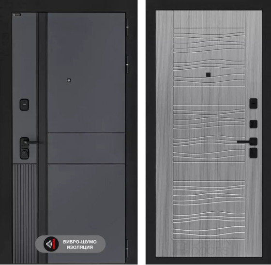 Входная дверь EVOLAB 06 - Сандал серый | Фрезерованная МДФ панель 10 мм, цвет 