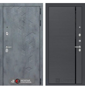 Входная дверь Бетон 22 - Графит софт, черная вставка