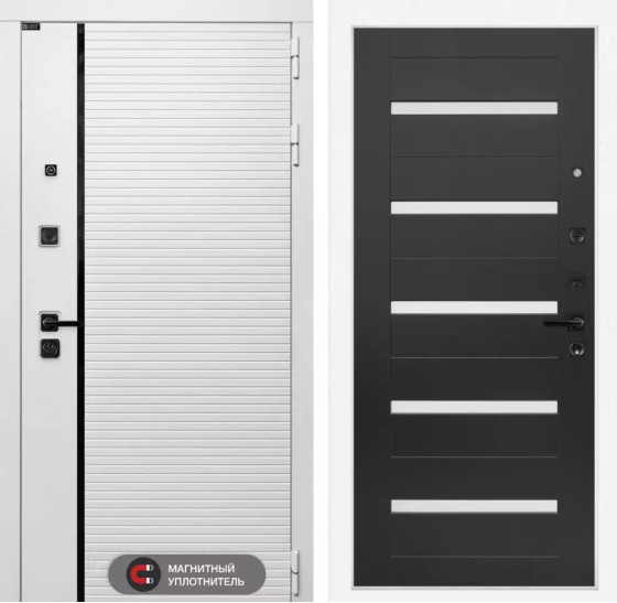 Входная дверь ROYAL 01 - Венге, стекло белое | Современная MDF панель 10 мм с наличником, цвет 