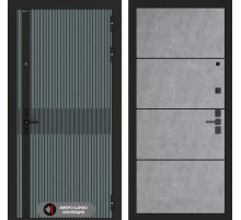Входная дверь ISSIDA 25 - Бетон светлый, черный молдинг