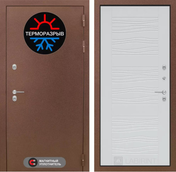 Входная дверь Термо Магнит 06 - Белое дерево | Металл с 2-х слойным покрытием. 1 слой - цинкосодержащий грунт, 2 слой - покраска 