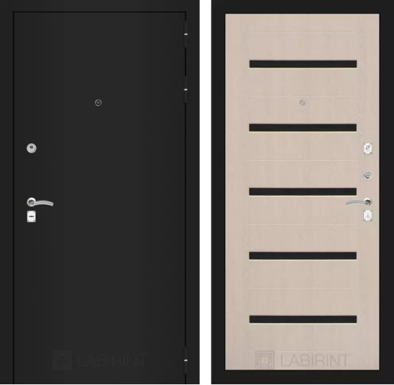 Входная дверь CLASSIC шагрень черная 01 - Беленый дуб | Металл с покрытием 