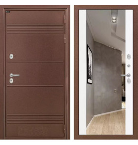 Входная дверь Термо Лайт с Зеркалом Максимум - Белый софт