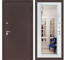 Входная дверь CLASSIC антик медный с Зеркалом Фацет - Белый софт