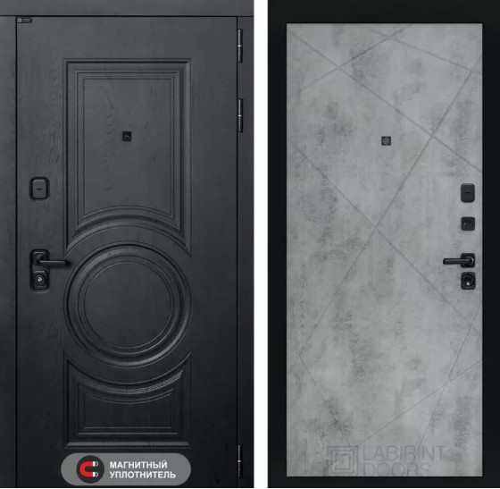 Входная дверь GRAND 24 - Бетон светлый | Стильная декоративная MDF панель 16 мм с наличником, цвет 