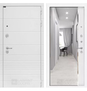 Входная дверь Трендо  с зеркалом Панорама - Белый софт