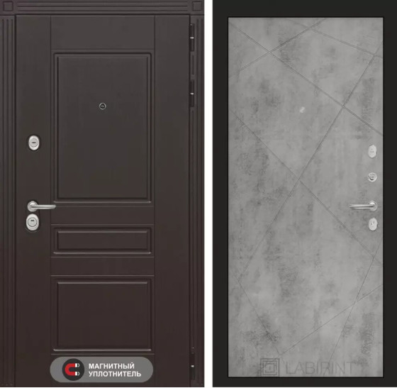 Входная дверь Мегаполис 24 - Бетон светлый | Декоративная MDF панель 10 мм с фрезерованным наличником, цвет 