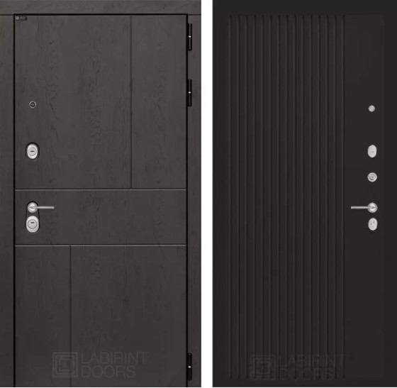 Входная дверь URBAN 29 - Черный кварц | Стильная декоративная MDF панель 10 мм с наличником, цвет 