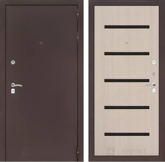 Входная дверь CLASSIC антик медный 01 - Беленый дуб | Металл с практичным покрытием 