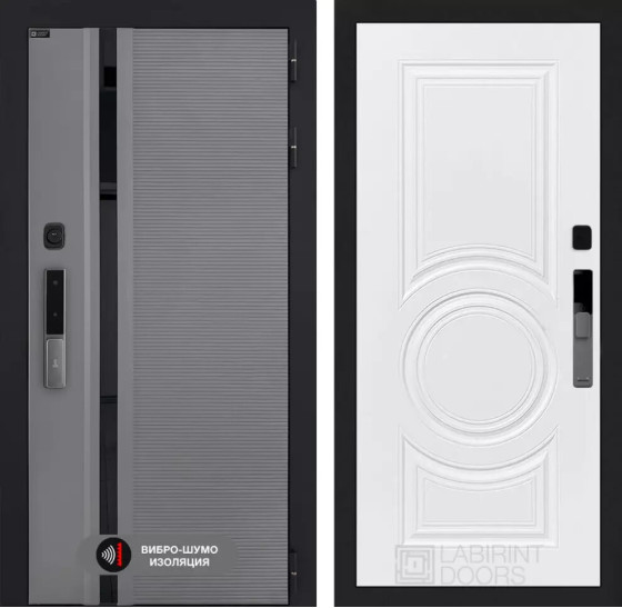 Входная дверь Пиано Смарт 2.0 панель 23 - Белый софт | Фрезерованная МДФ панель 10 мм, цвет 