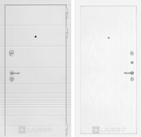 Входная дверь Трендо 07 - Белое дерево | Декоративная MDF панель 10 мм с фрезерованным наличником, цвет 