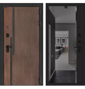 Входная дверь KARMINA с зеркалом Панорама с тонировкой - Черный кварц