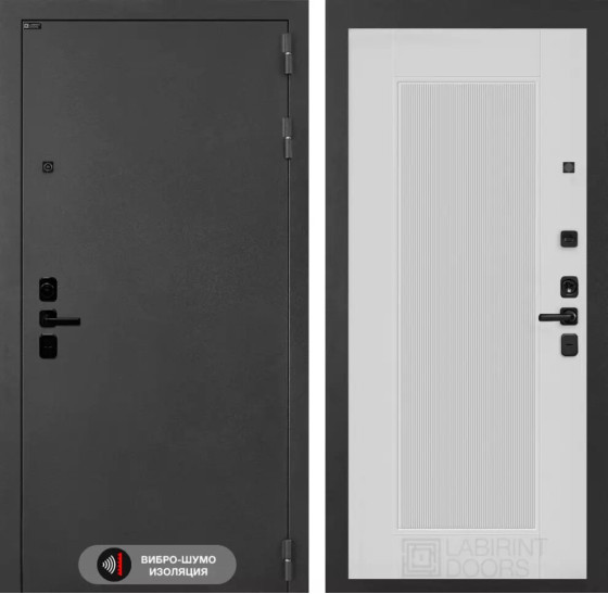 Входная дверь ACUSTICLAB 30 - Белый рельеф софт | Металл с матовым покрытием 