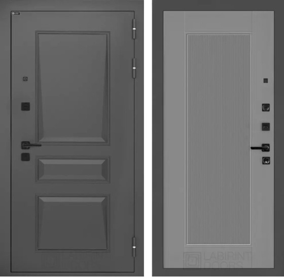 Входная дверь Орлеан 30 - Серый рельеф софт | Металлическая отделка методом давления на полотне