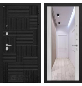 Входная дверь PAZL с зеркалом Максимум - Сандал белый