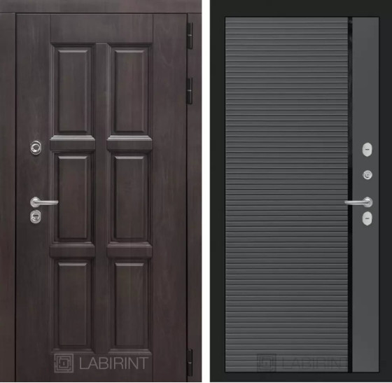 Входная дверь Лондон 22 - Графит софт, черная вставка | Влагостойкая MDF панель 16 мм с наличниками, цвет Винорит 