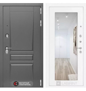 Входная дверь Платинум с Зеркалом 18 - Белое дерево