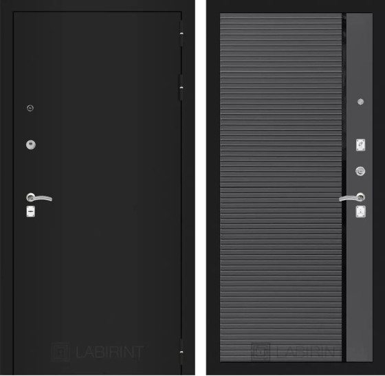 Входная дверь CLASSIC шагрень черная 22 - Графит софт, черная вставка | Металл с практичным покрытием 