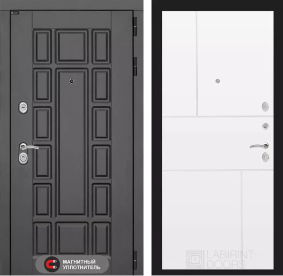 Входная дверь Нью-Йорк 21 - Белый софт | Декоративная MDF панель 16 мм с наличником, цвет 