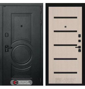 Входная дверь GRAND 01 - Беленый дуб, стекло черное