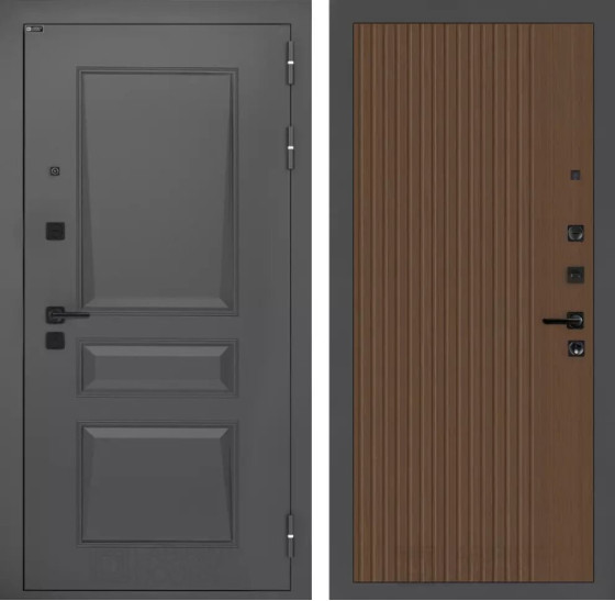 Входная дверь Орлеан 29 - Дуб кантри темный | Металлическая отделка методом давления на полотне