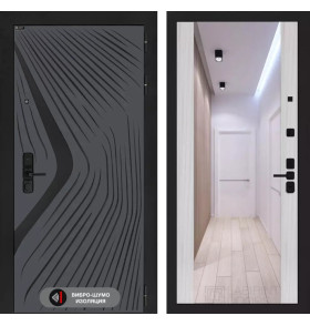 Входная дверь LEOLAB с Зеркалом Максимум - Сандал белый