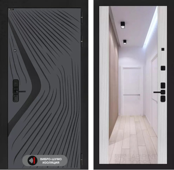 Входная дверь LEOLAB с Зеркалом Максимум - Сандал белый | Фрезерованная МДФ панель 10 мм, цвет 