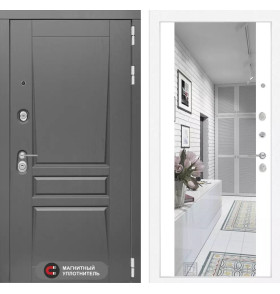 Входная дверь Платинум с Зеркалом Максимум - Белый софт