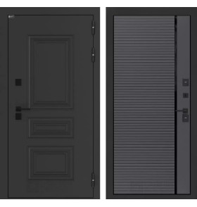 Входная дверь Аляска Лайт 22 - Графит софт, черная вставка