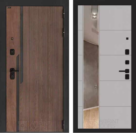 Входная дверь KARMINA с Зеркалом 19 - Грей софт | Фрезерованная МДФ панель 10 мм, цвет 